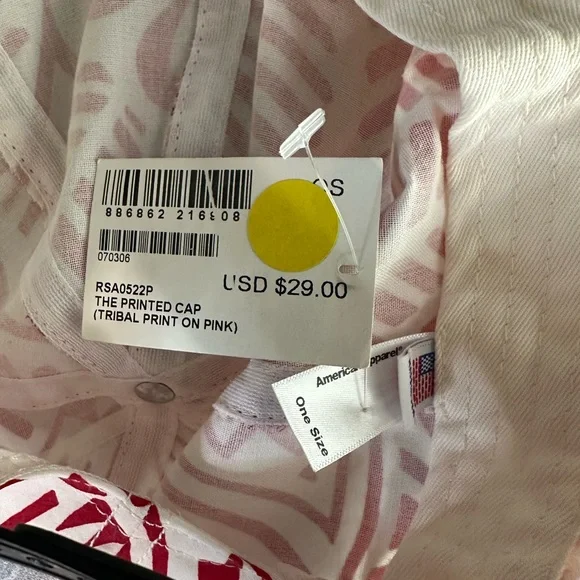 American Apparel Red and White Tribal Printed Flat Brim Hat - Picture 3 of 3